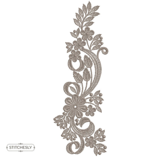 Detail view of Blue Paisley Floral Cushion machine embroidery design