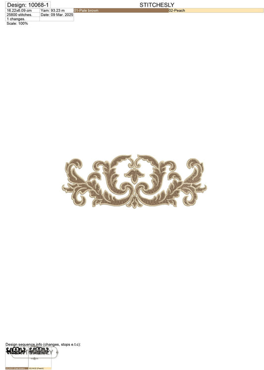 Detail view of Classic Acanthus Scroll Border machine embroidery design