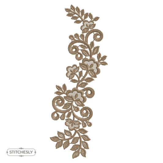 Detail view of Golden Floral Cushion Border machine embroidery design