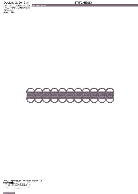 Detail view of Looped Ribbon Border machine embroidery design