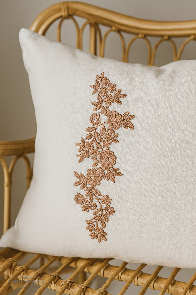 Detail view of Red Garden Floral Border machine embroidery design