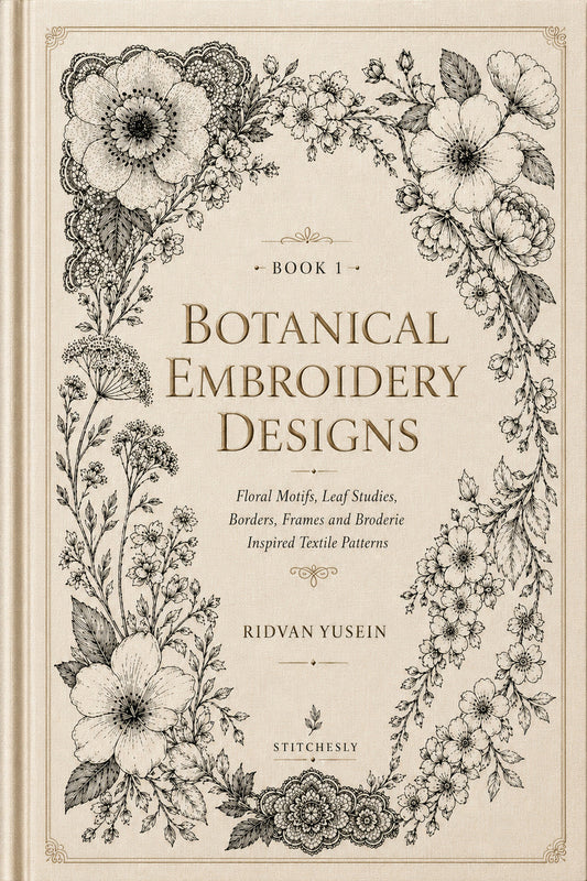Botanical Embroidery Designs 1 Book from Botanical Embroidery Designs Book 1, a digital embroidery design reference for machine embroidery designs, embroidery patterns and botanical and floral embroidery.