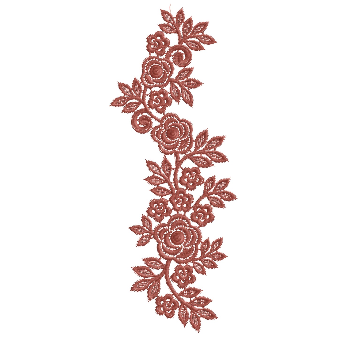 Floral Border Embroidery Design – Elegant Rose Leaf Pattern for Table Linens – 9x23cm | Digital Download – PES DST VP3 HUS – Stitchesly 20008