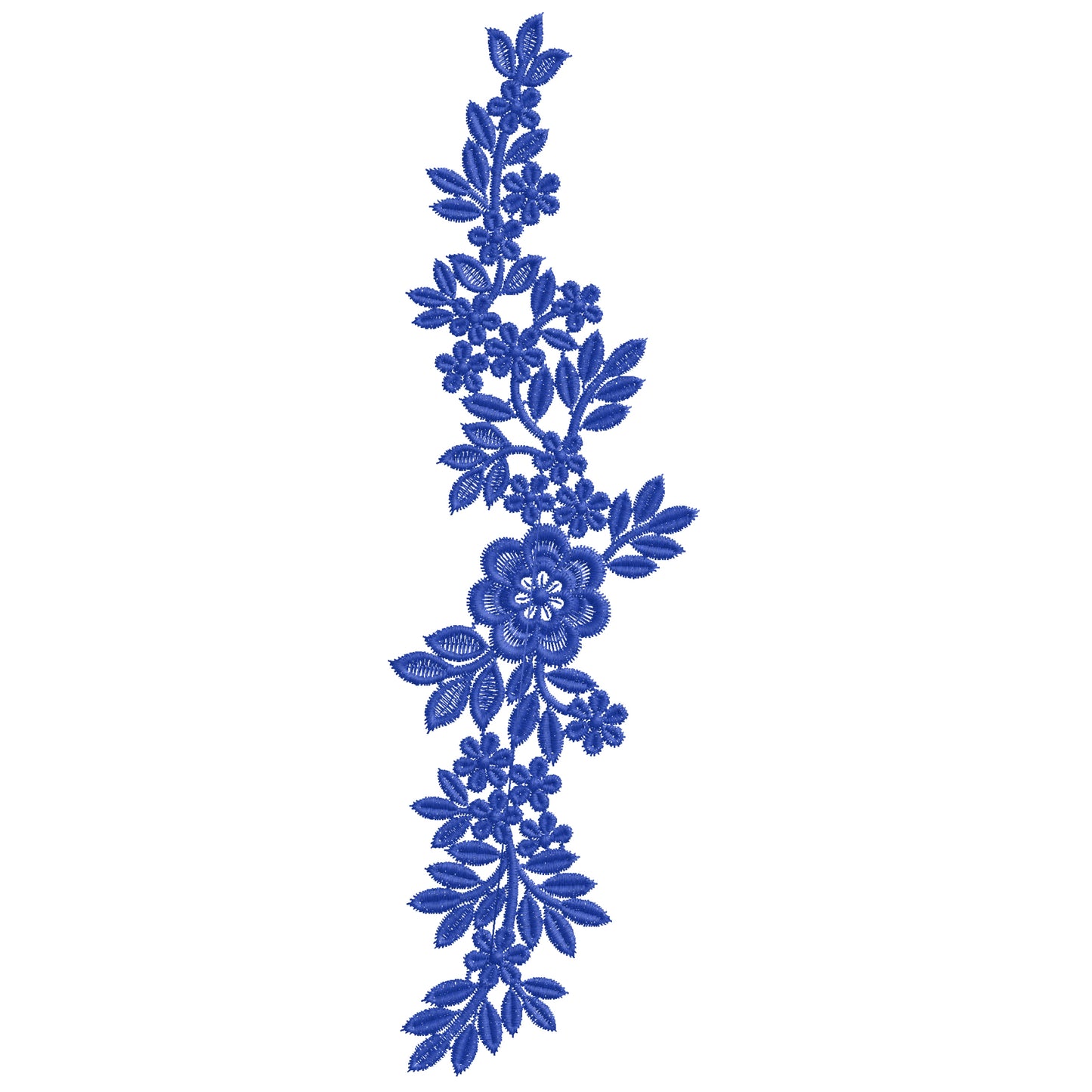 Vertical Floral Border Embroidery Design – Single Color | Machine Embroidery File – 20036