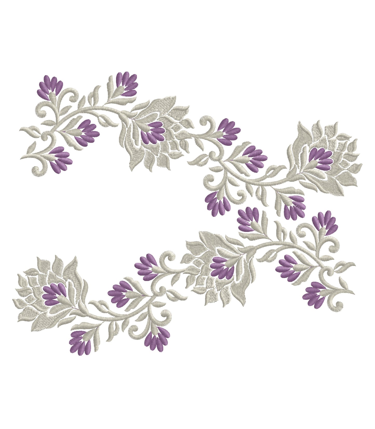 Lavender Floral Embroidery Designs – Elegant Rose Leaf Pattern for Table Linens – 4 variation | Digital Download – PES DST VP3 HUS – Stitchesly G32016
