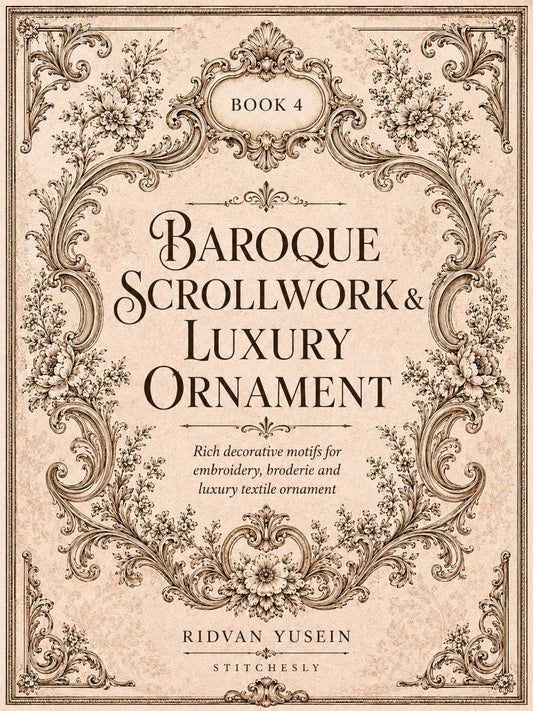 Baroque Scrollwork and Luxury Ornament Edition Four digital PDF book cover, flat cover.