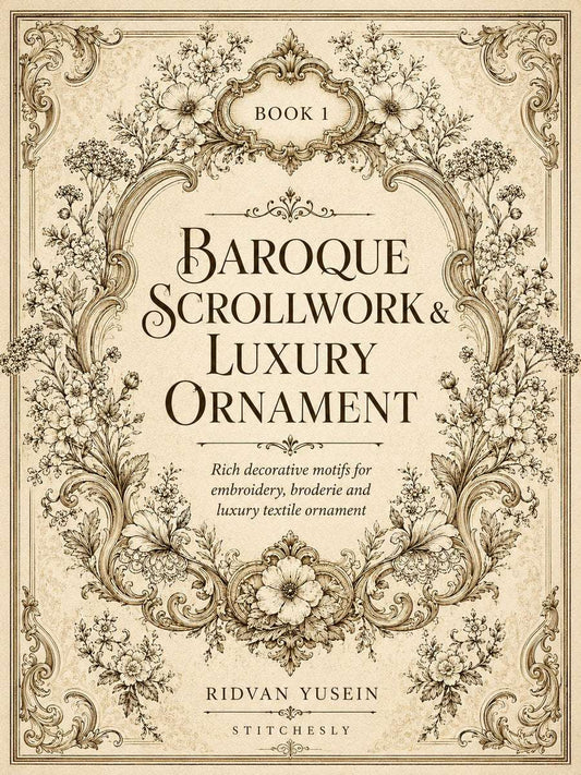 Baroque Scrollwork and Luxury Ornament Edition One digital PDF book cover, flat cover.