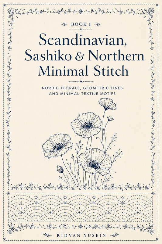 Scandinavian, Sashiko & Northern Minimal Stitch Book 16 Product Book 1 digital PDF embroidery design book - main cover / hero image 1