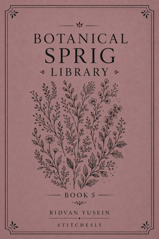 Botanical Sprig Library Book 5 digital embroidery design book, front cover.