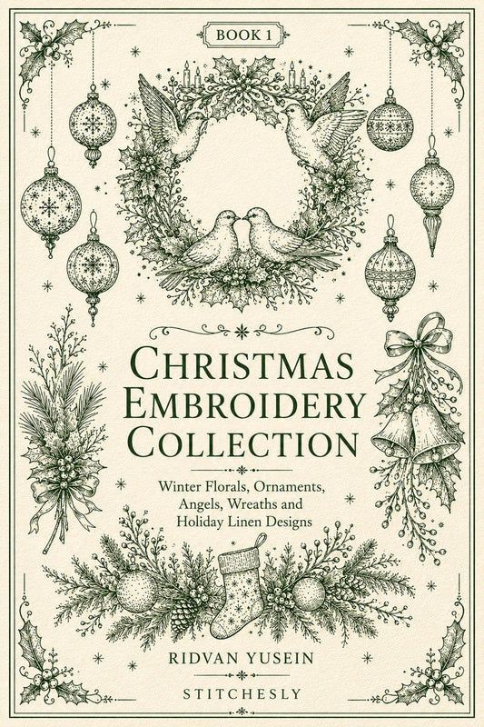 Christmas Embroidery Collection Edition 1 digital PDF design book cover, STITCHESLY.