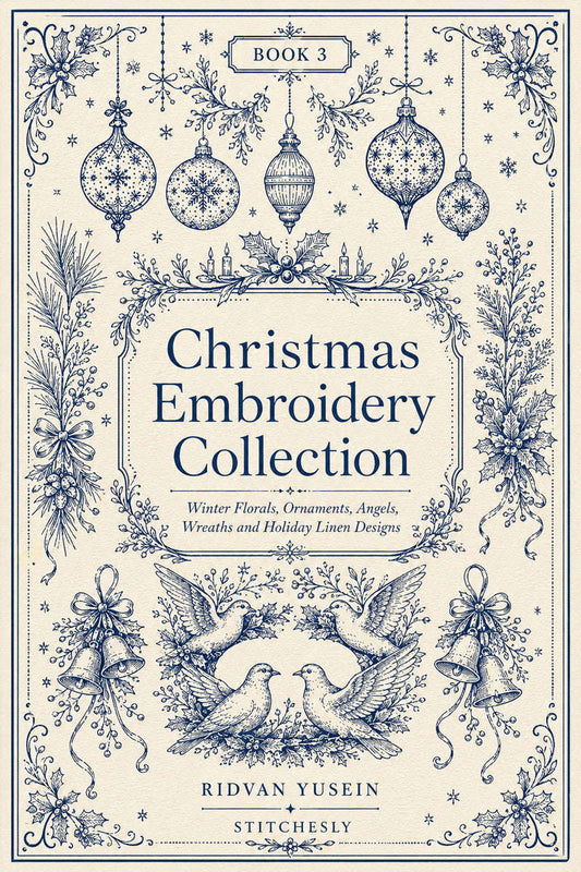 Christmas Embroidery Collection Edition 3 digital PDF design book cover, STITCHESLY.