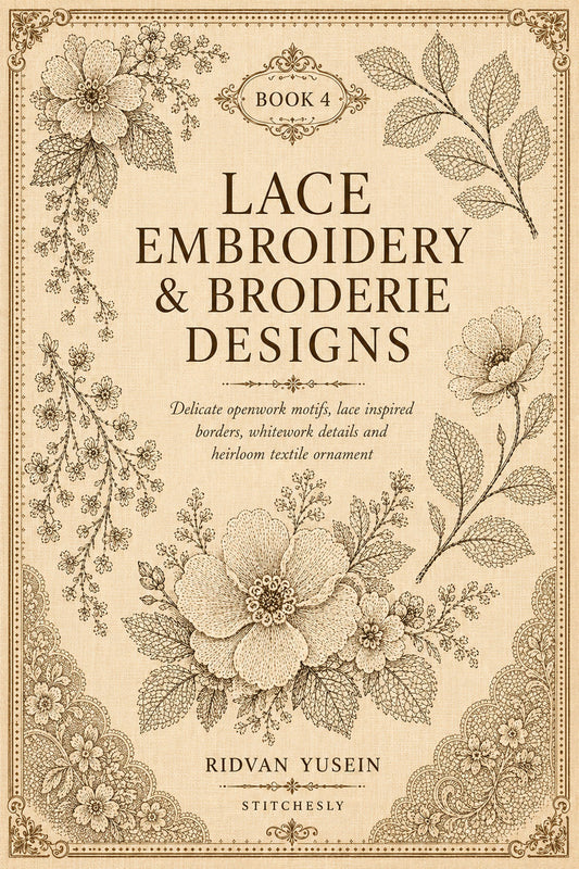 Lace Embroidery And Broderie Designs 4 Book from Lace Embroidery & Broderie Designs Book 4, a digital embroidery design reference for machine embroidery designs, embroidery patterns and lace and broderie details.