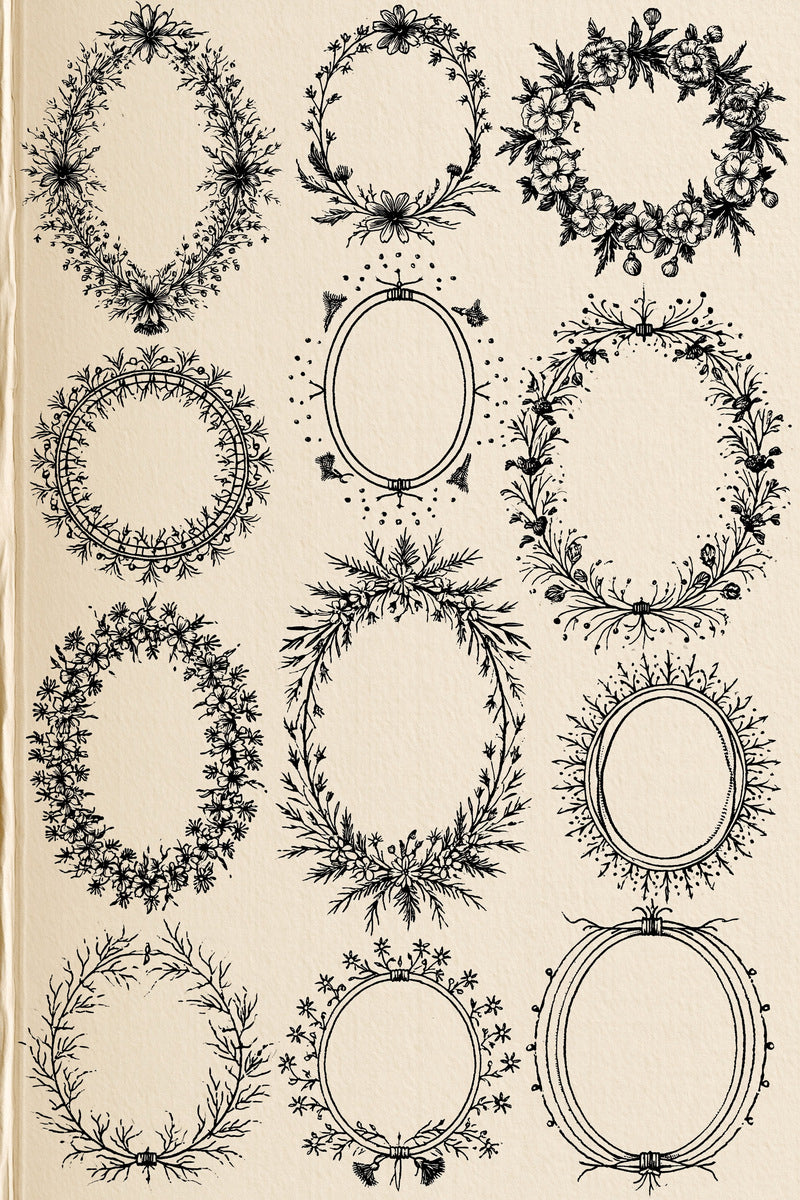 Oval Circular And Monogram Frame from Classic Frames & Borders Book 5, a digital embroidery design reference for machine embroidery designs, embroidery patterns and border and edge embroidery.