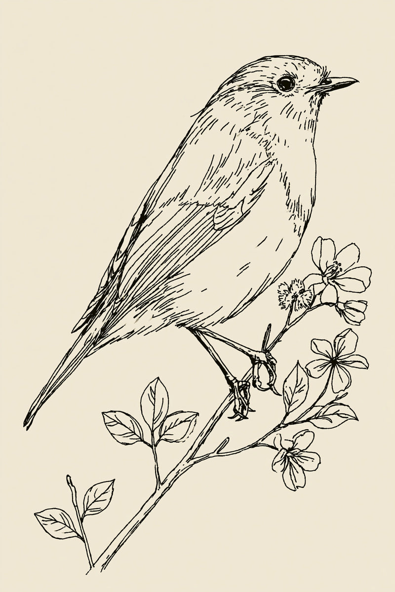 Robin Garden Bird Motif Birds from Birds Embroidery Book 1, a digital embroidery design reference for machine embroidery designs, embroidery patterns and botanical and floral embroidery.