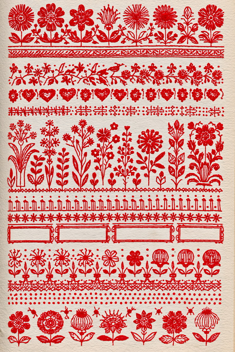 Rustic Borders Folk Frames And from Folk Redwork & Country Florals Book 3, a digital embroidery design reference for machine embroidery designs, embroidery patterns and border and edge embroidery.