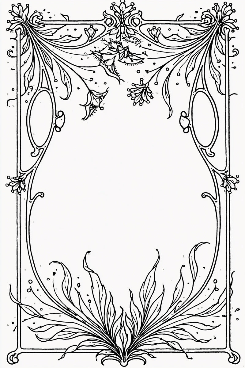 Sinuous Botanical Frame System Art from Art Nouveau Botanical Embroidery Book 4, a digital embroidery design reference for machine embroidery designs, embroidery patterns and frames and monogram spaces.