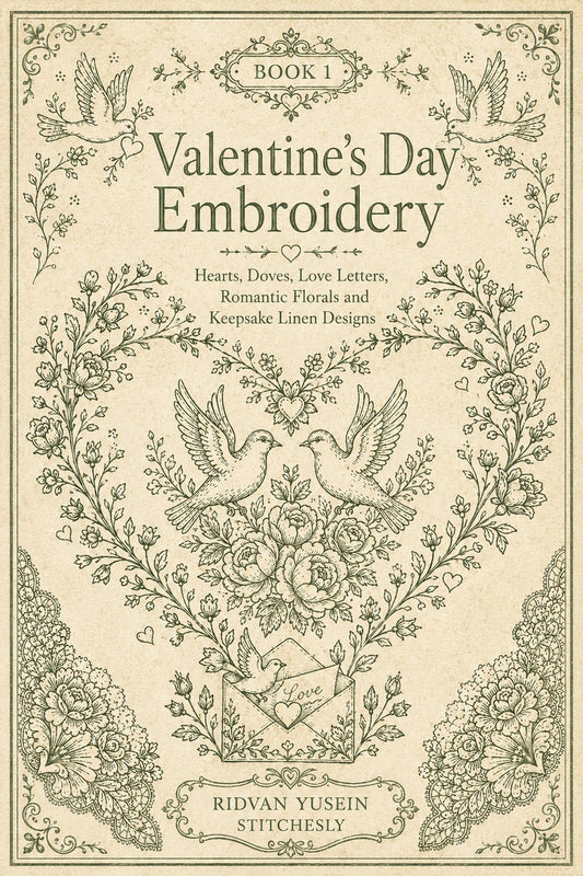Valentine’s Day Embroidery Book 26 Product Book 1 digital PDF embroidery design book - main cover / hero image 1