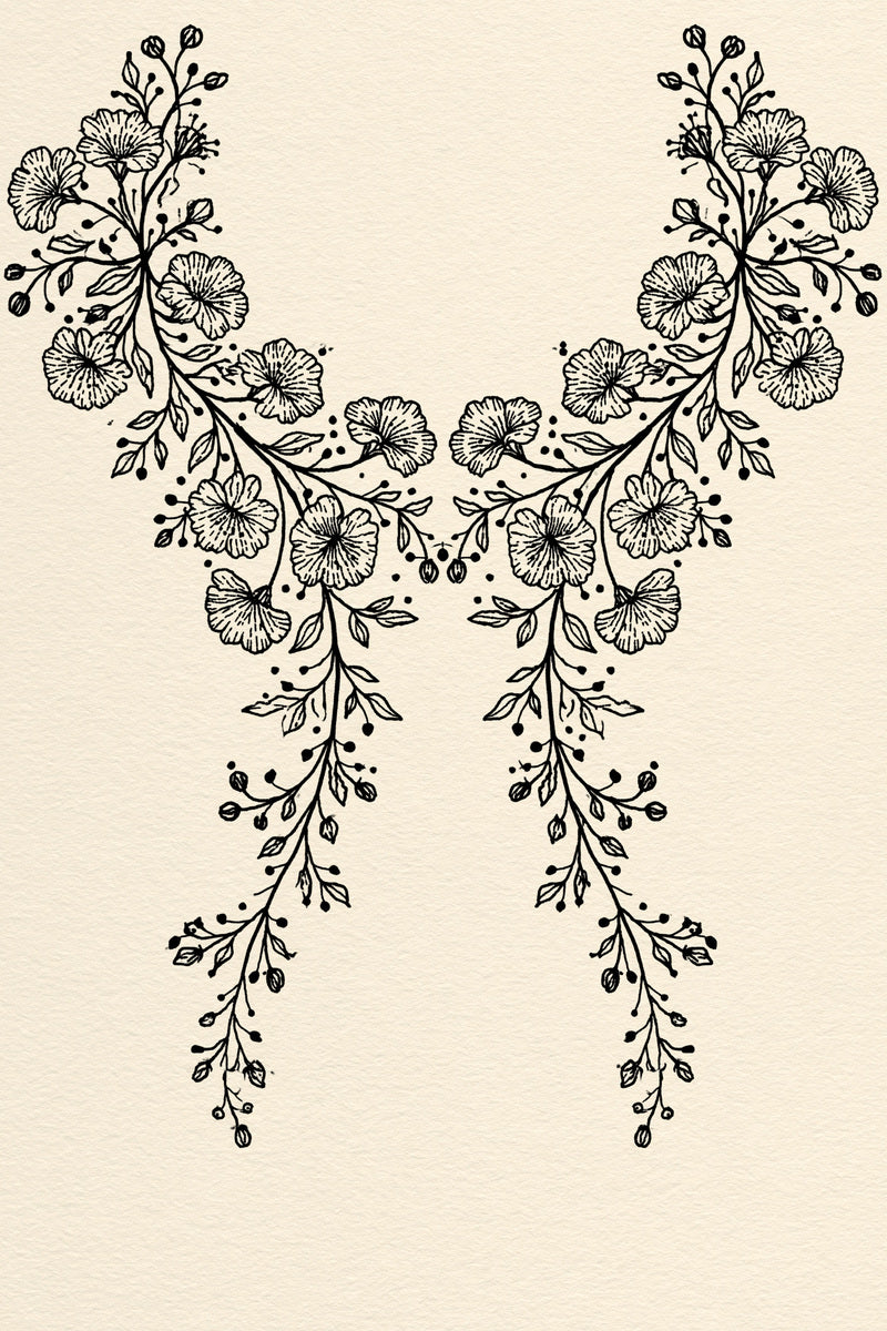 Vintage Floral Collar Border Neckline from Necklines & Collars Embroidery Book 1, a digital embroidery design reference for machine embroidery designs, embroidery patterns and border and edge embroidery.