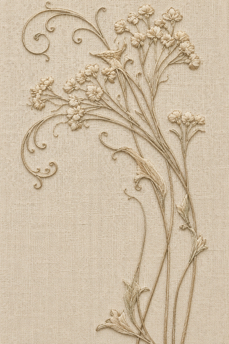 Whiplash Floral Ornament from Art Nouveau Needlework Book 3, a digital embroidery design reference for machine embroidery designs, embroidery patterns and botanical and floral embroidery.