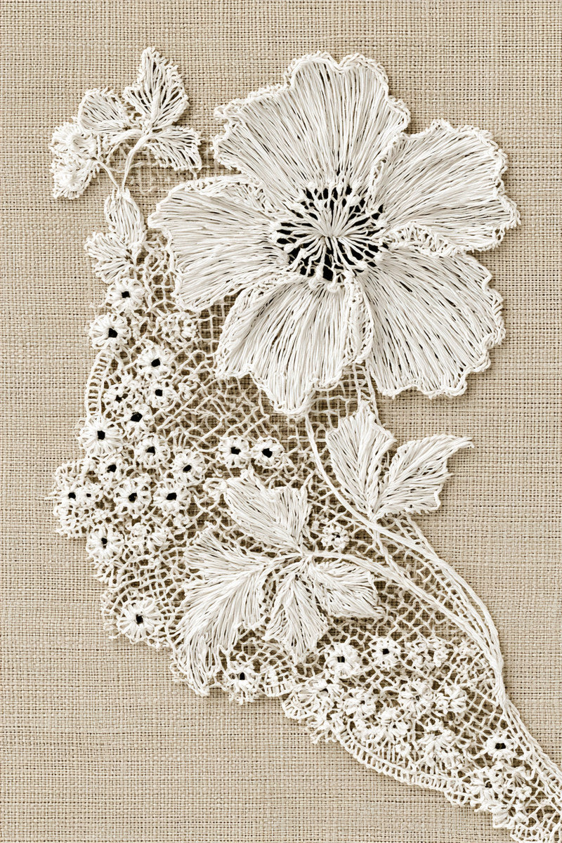 Whitework Wedding Handkerchief Motif from Lace Embroidery & Broderie Designs Book 1, a digital embroidery design reference for machine embroidery designs, embroidery patterns and lace and broderie details.