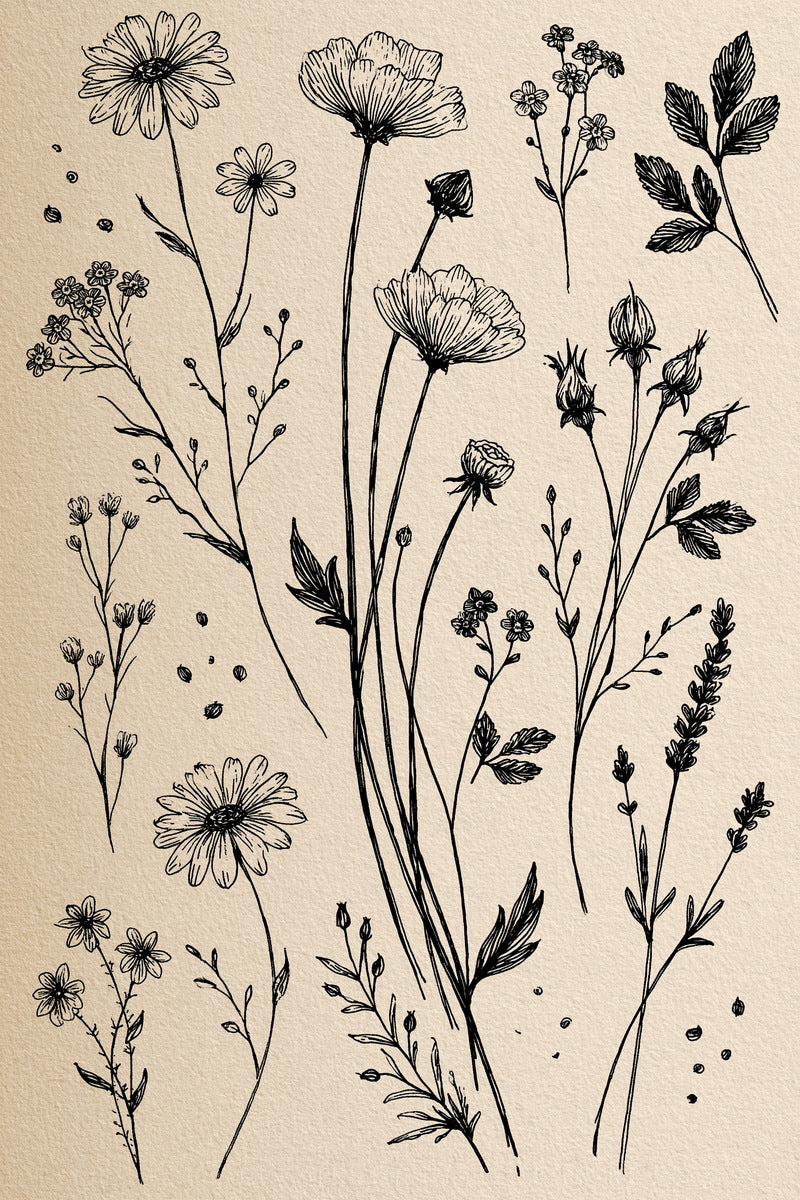 Wildflower Sprig Library Plate Botanical from Botanical Sprig Library Book 7, a digital embroidery design reference for machine embroidery designs, embroidery patterns and small motif and accent designs.