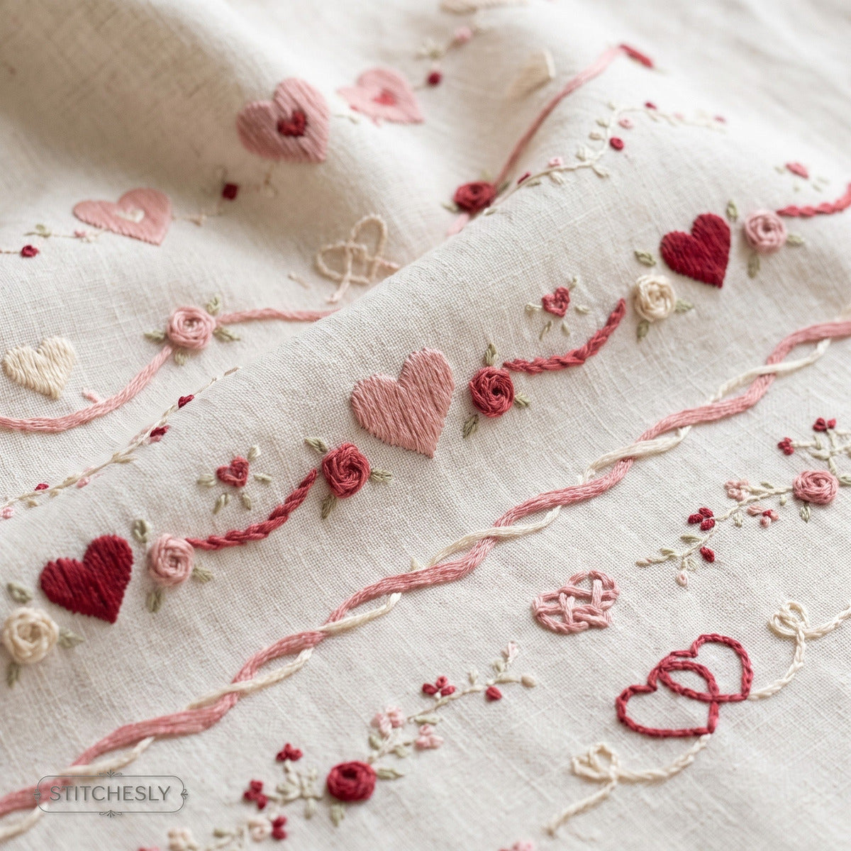 Valentine's Day Embroidery machine embroidery collection cover with stitched design examples