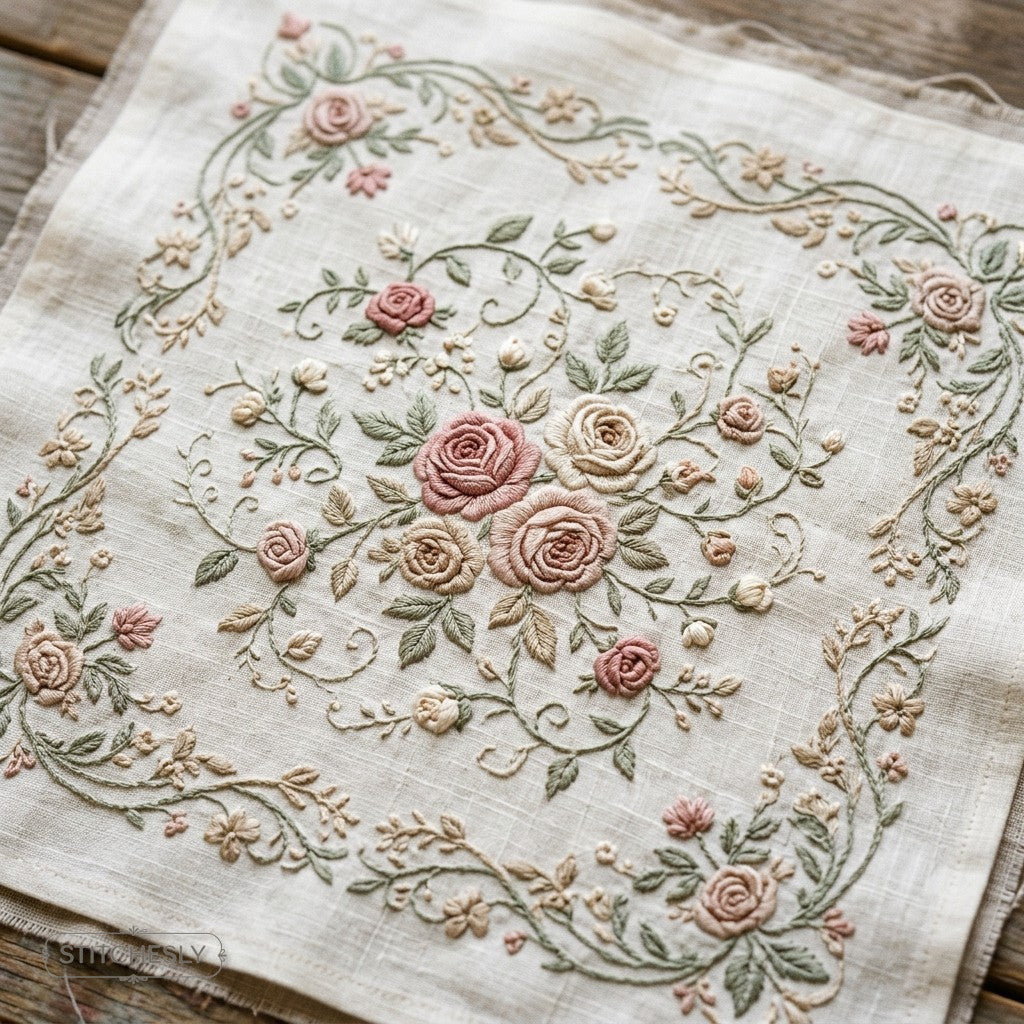 Romantic Floral Embroidery machine embroidery collection cover with stitched design examples