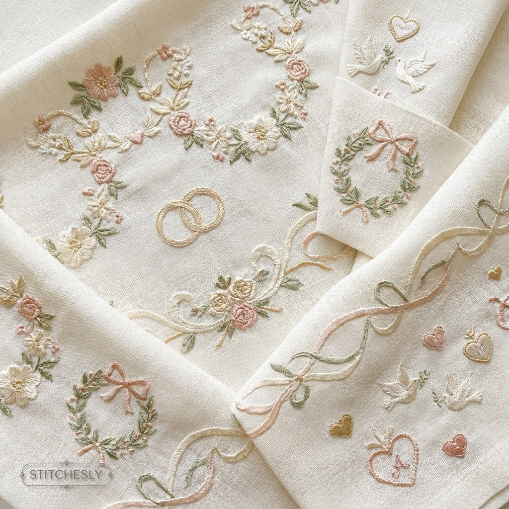 Wedding Motifs machine embroidery collection cover with stitched design examples