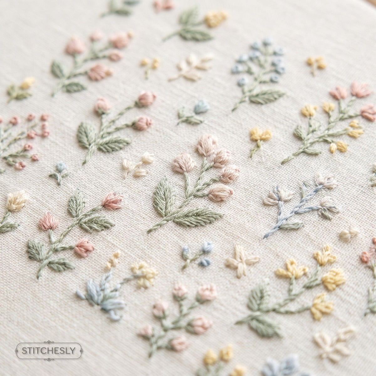 Mini Florals & Foliage machine embroidery collection cover with stitched design examples