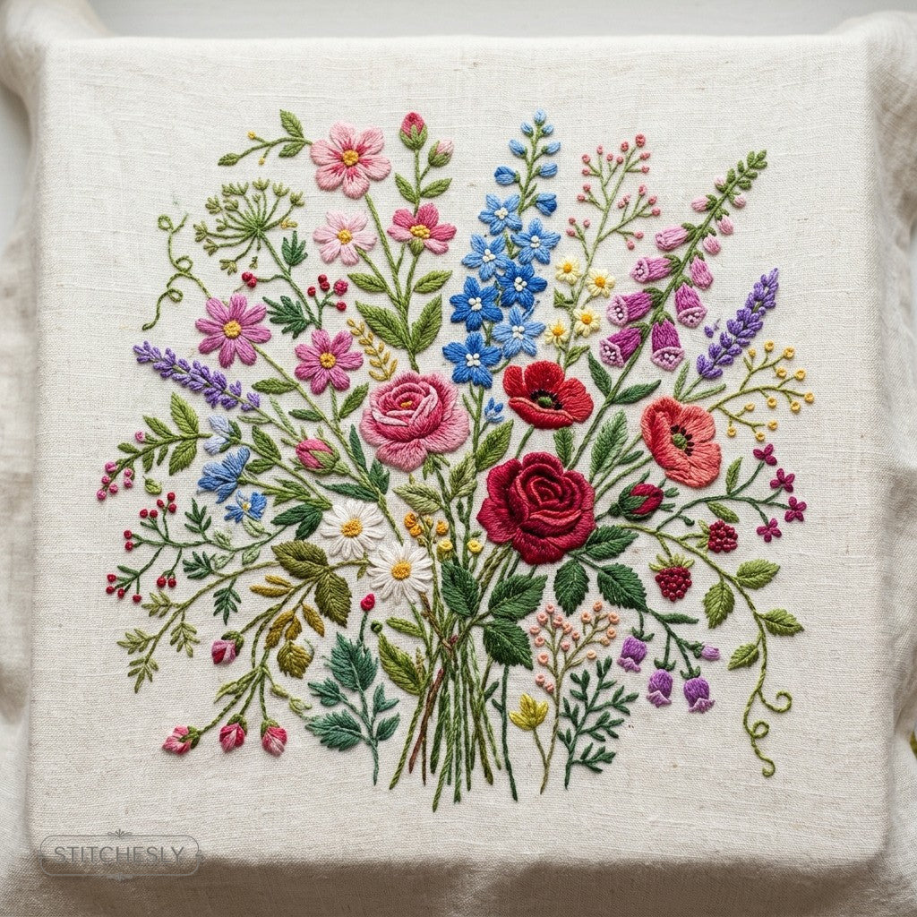 Floral Embroidery machine embroidery collection cover with stitched design examples