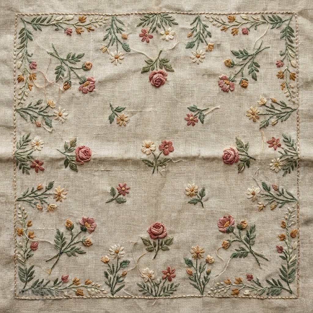 Vintage Garden machine embroidery collection cover with stitched design examples