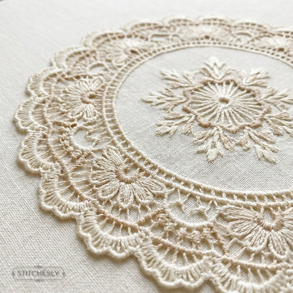 Doily Style Embroidery machine embroidery collection cover with stitched design examples