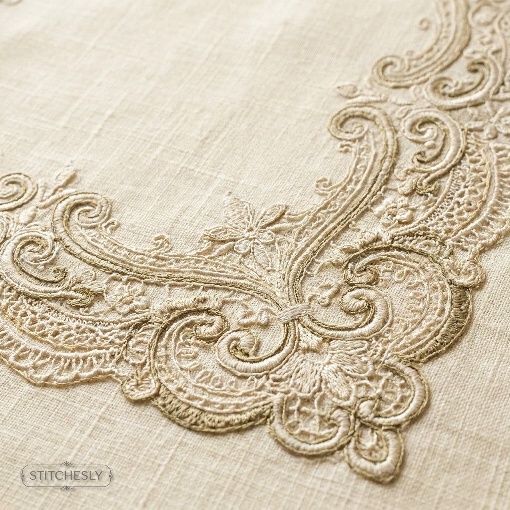 Antique Filigree Borders machine embroidery collection cover with stitched design examples