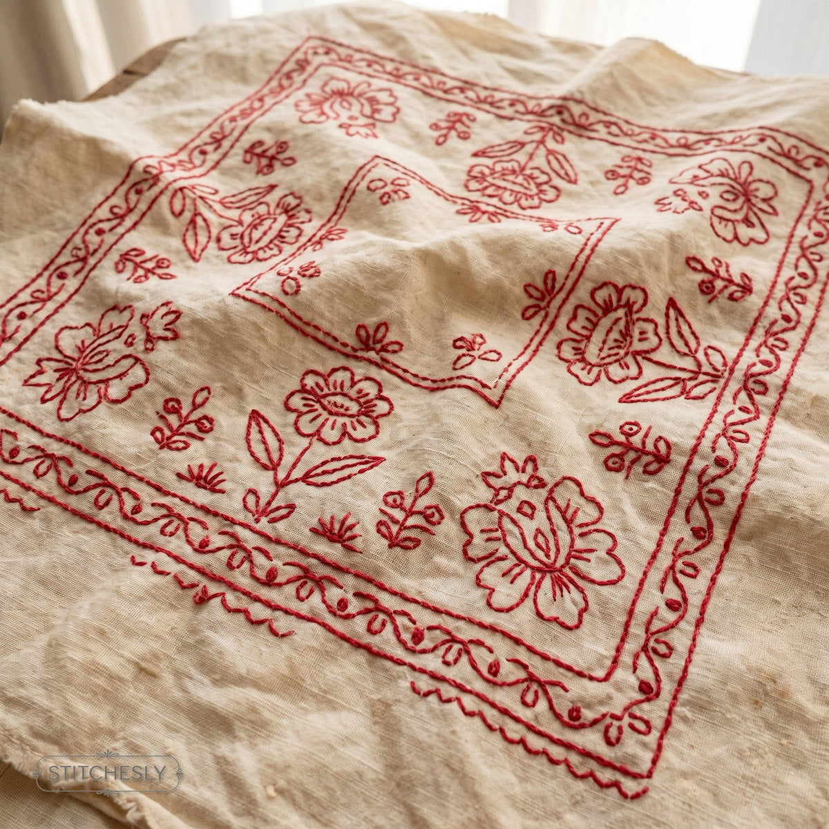 Redwork Embroidery machine embroidery collection cover with stitched design examples