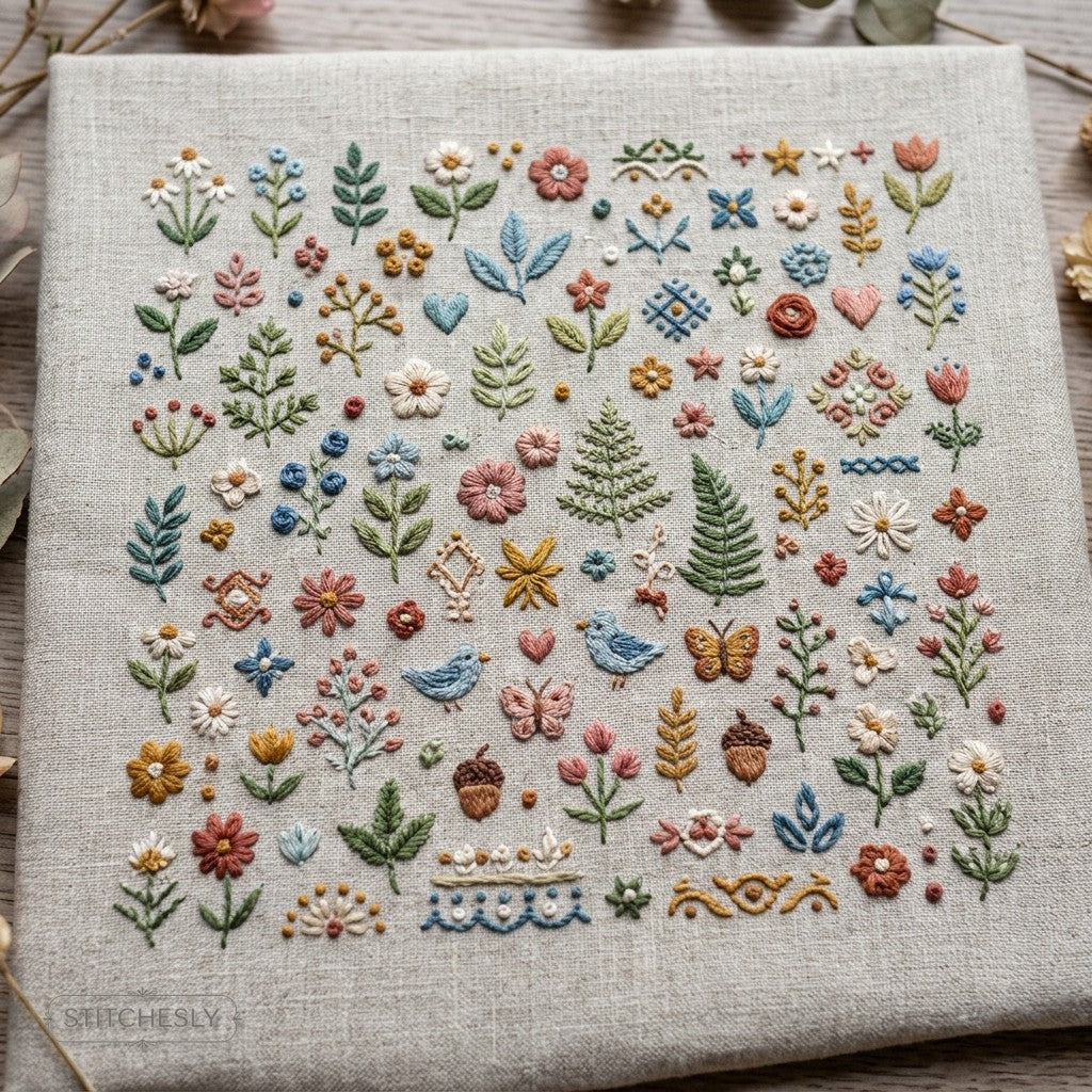 Mini Motif Embroidery machine embroidery collection cover with stitched design examples