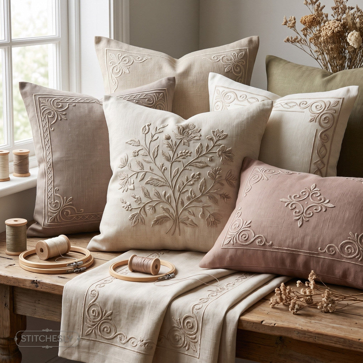Pillow Covers & Home Decor machine embroidery collection cover with stitched design examples