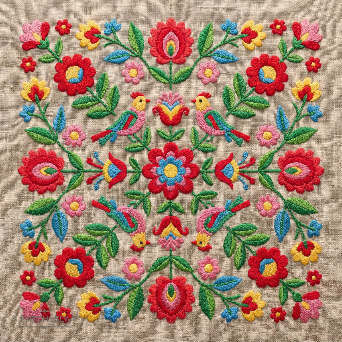 Folk Art Designs machine embroidery collection cover with stitched design examples