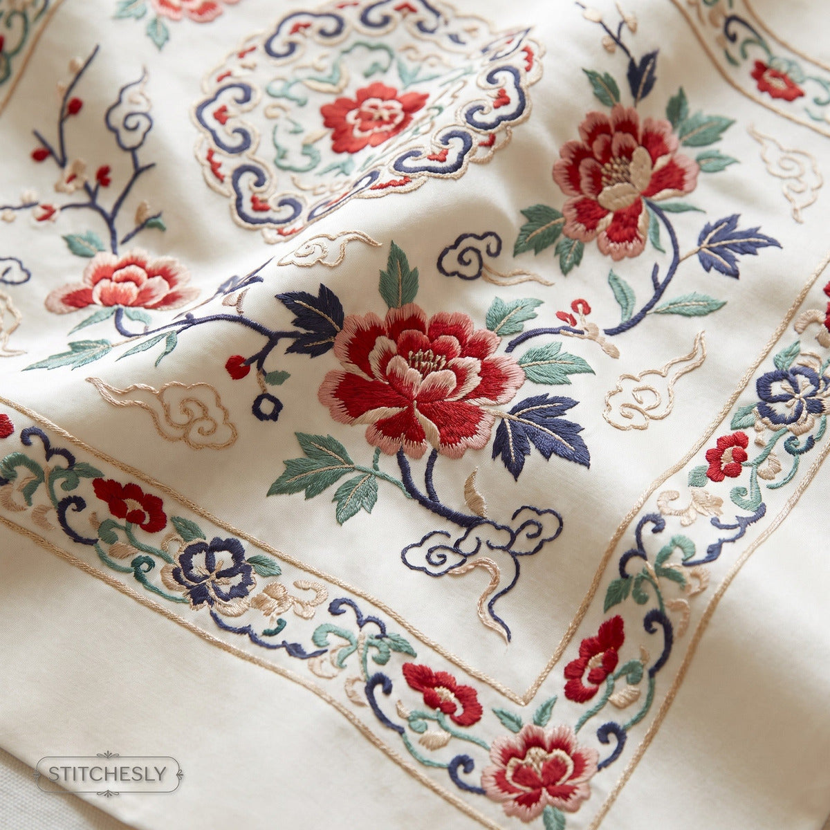 Oriental / Asian Inspired Embroidery machine embroidery collection cover with stitched design examples