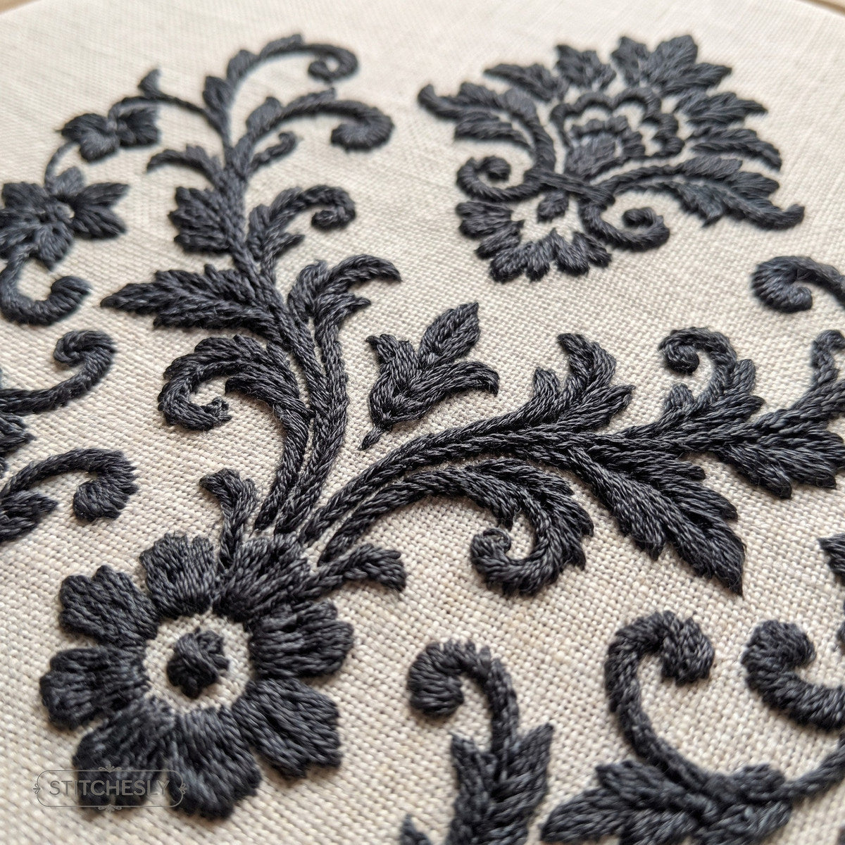 Single Color Embroidery machine embroidery collection cover with stitched design examples