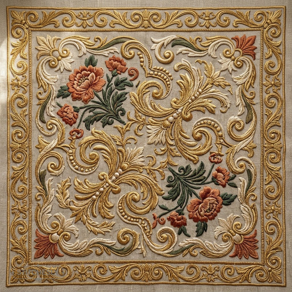 Baroque Embroidery machine embroidery collection cover with stitched design examples