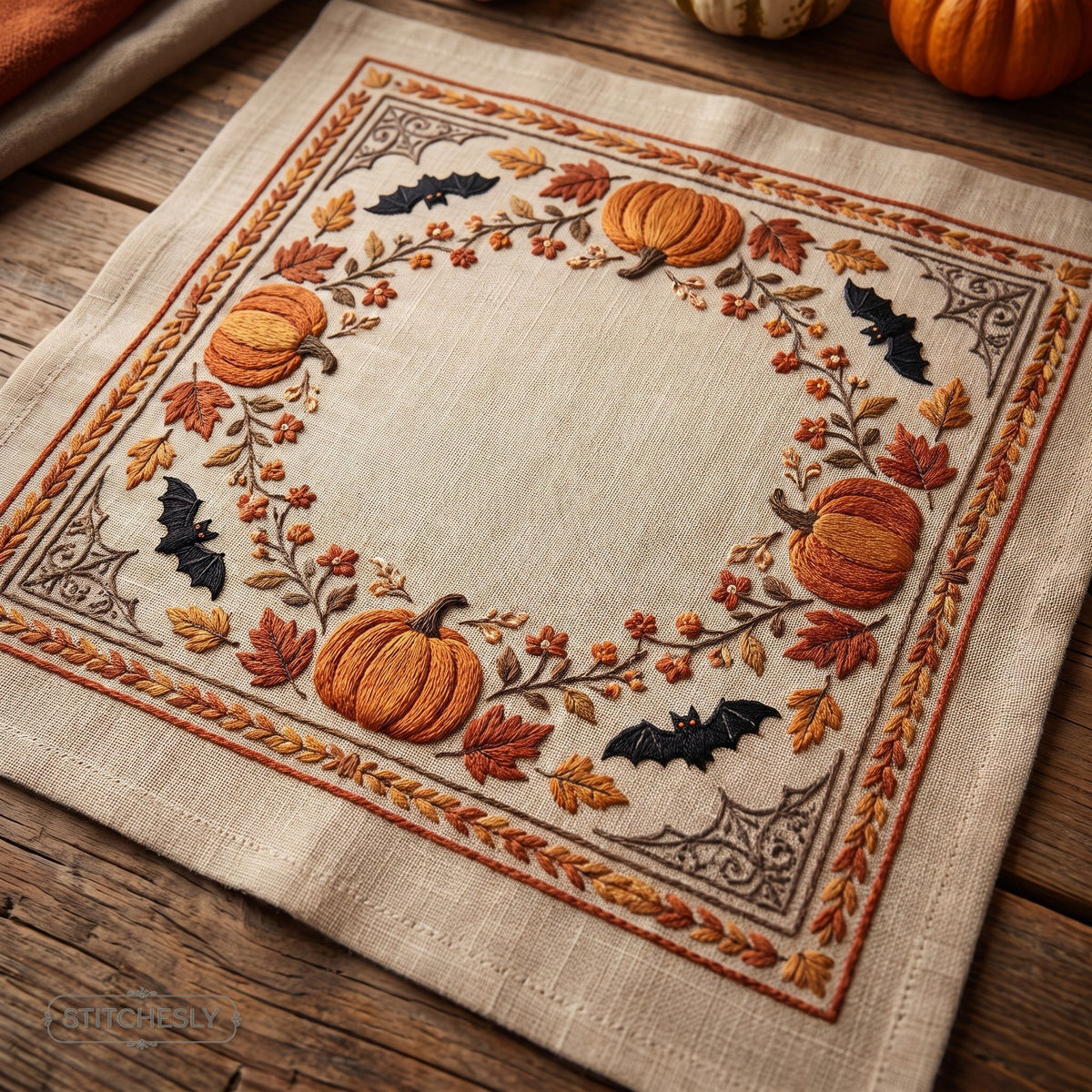 Halloween / Autumn Themes machine embroidery collection cover with stitched design examples