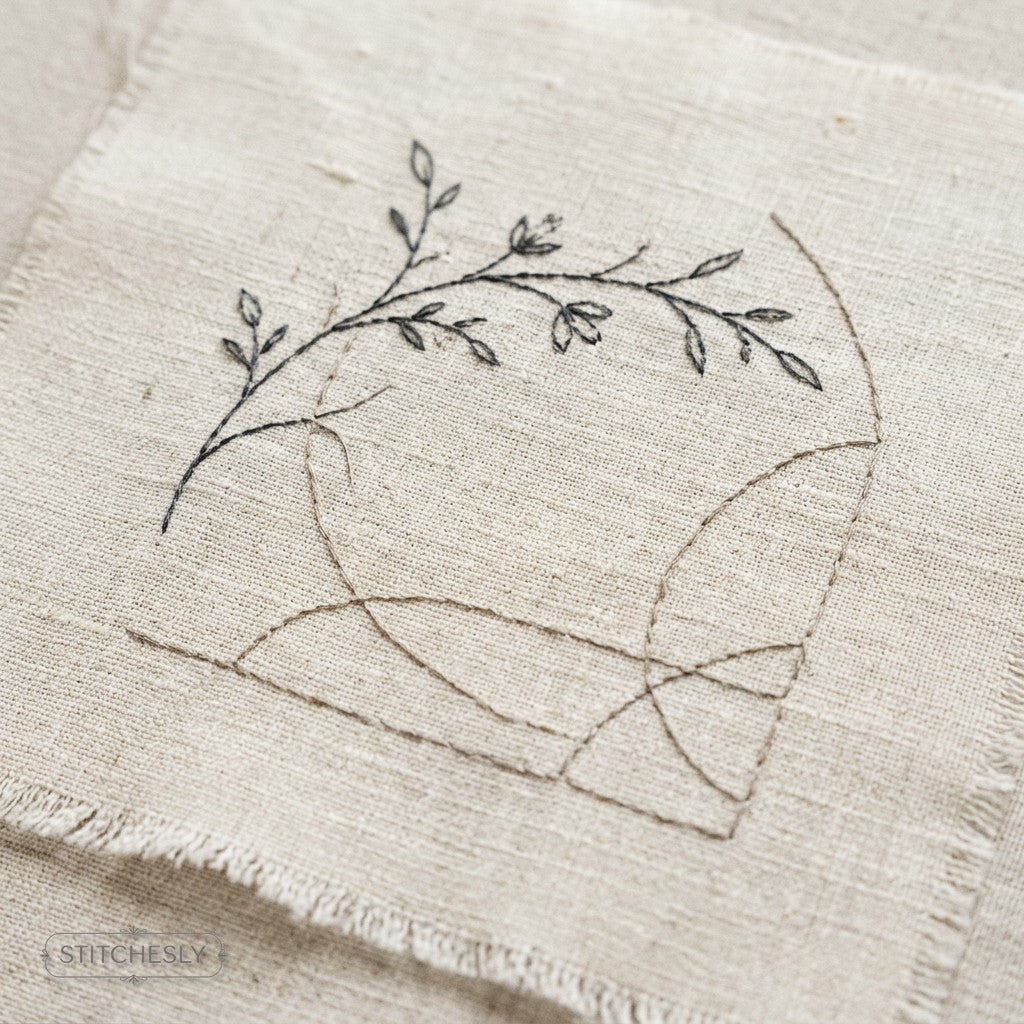 Minimal Line Embroidery machine embroidery collection cover with stitched design examples