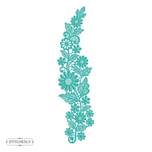 Aqua Floral Border machine embroidery design preview