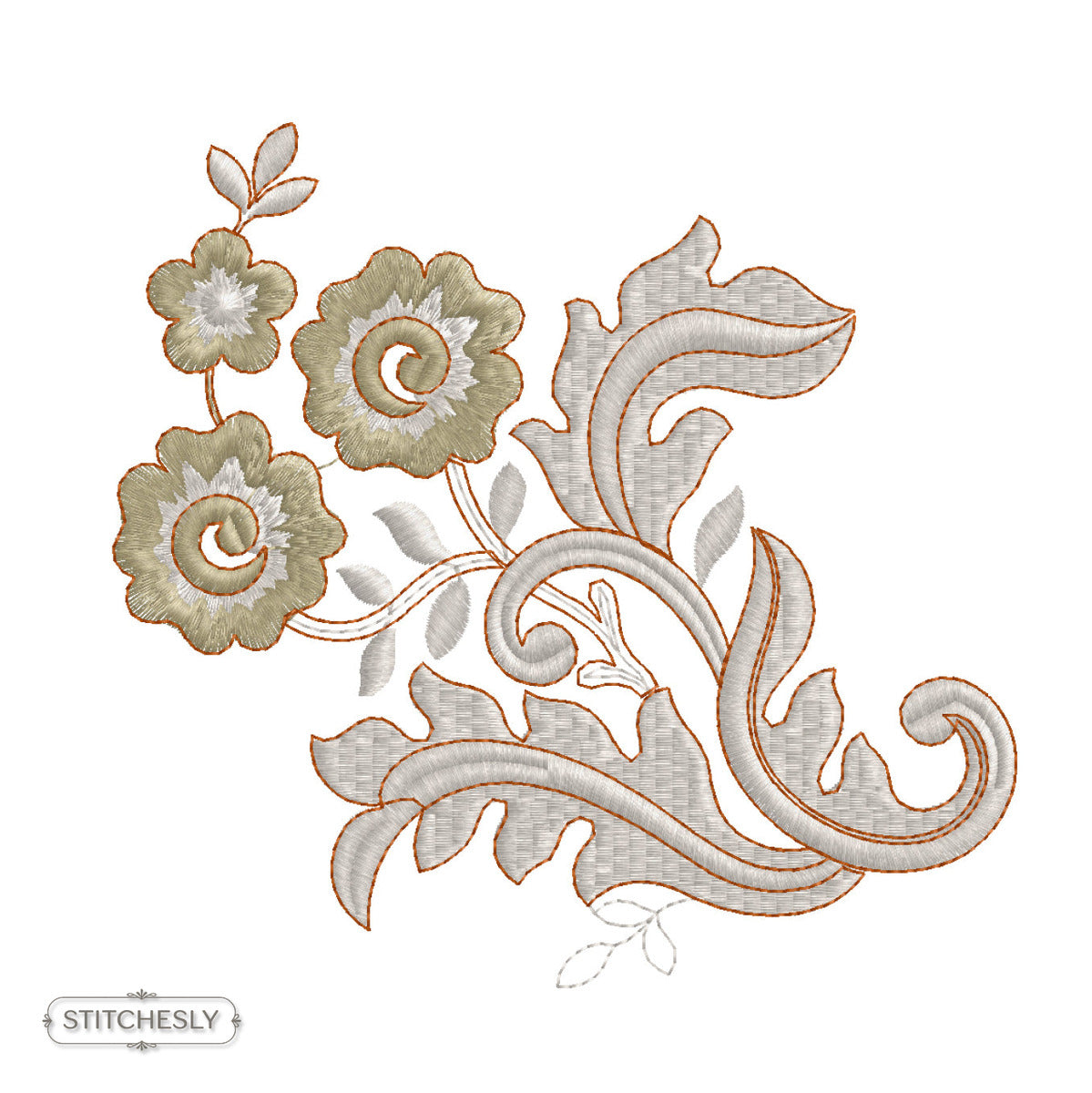 Art Nouveau Floral Corner machine embroidery design preview