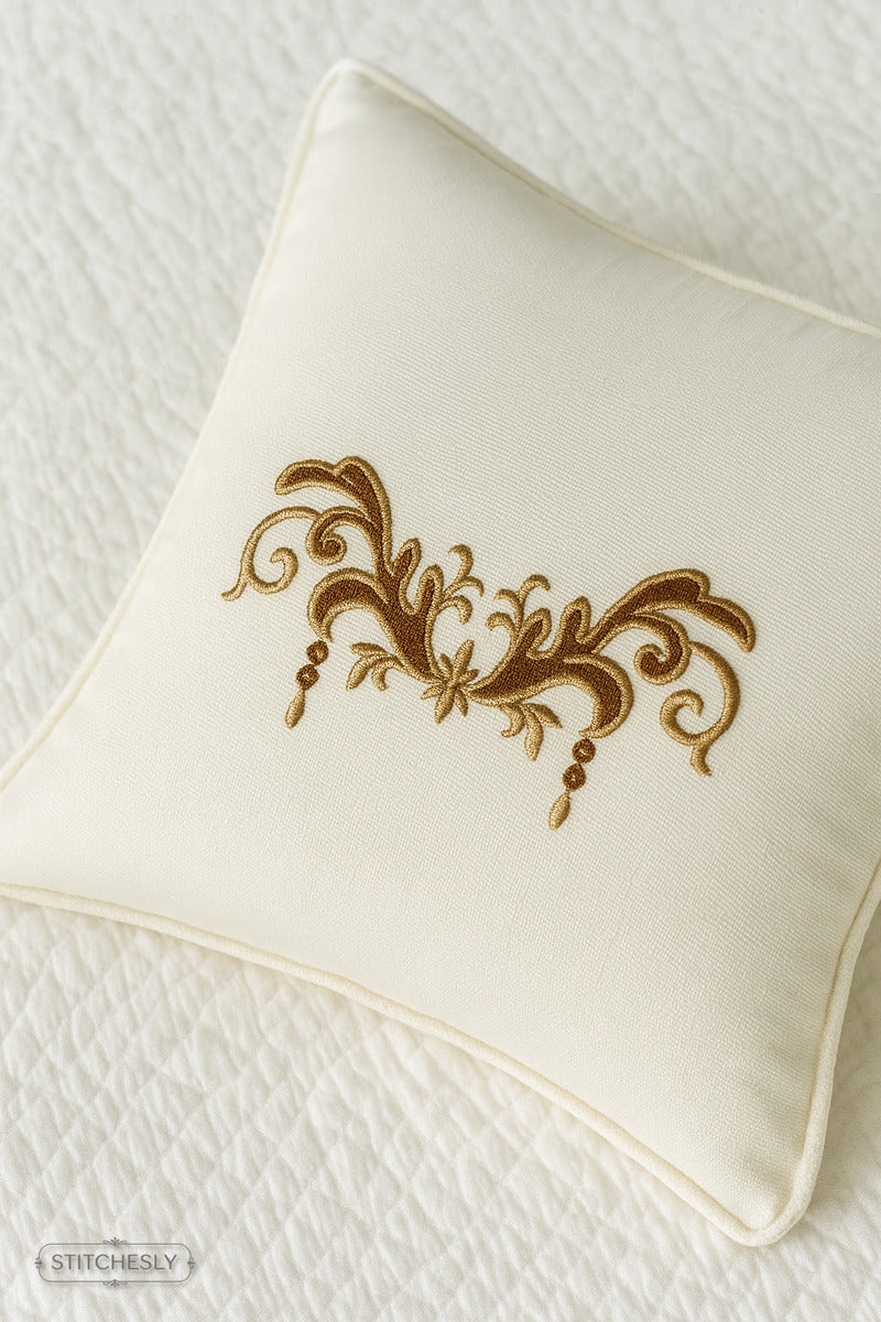 Baroque Pillow Corner machine embroidery design preview