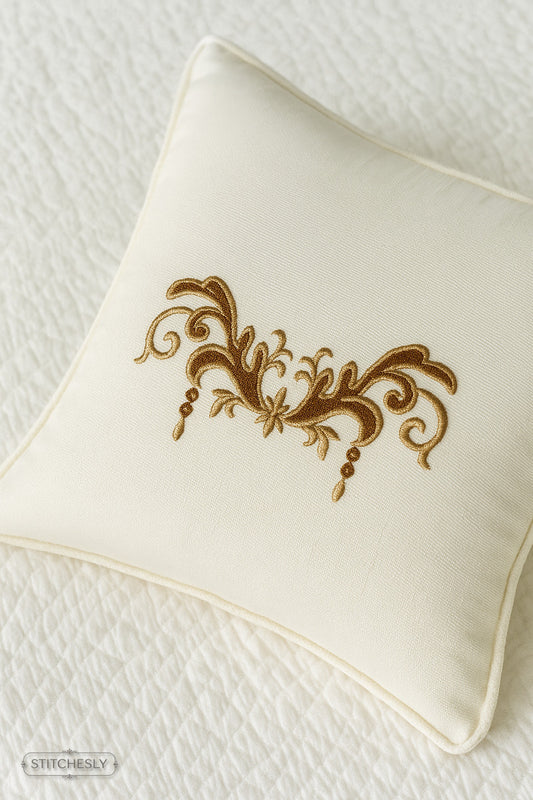 Baroque Pillow Corner machine embroidery design preview
