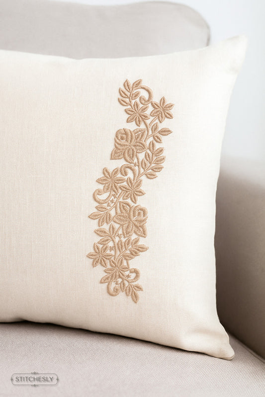 Beige Floral Cushion Border machine embroidery design preview