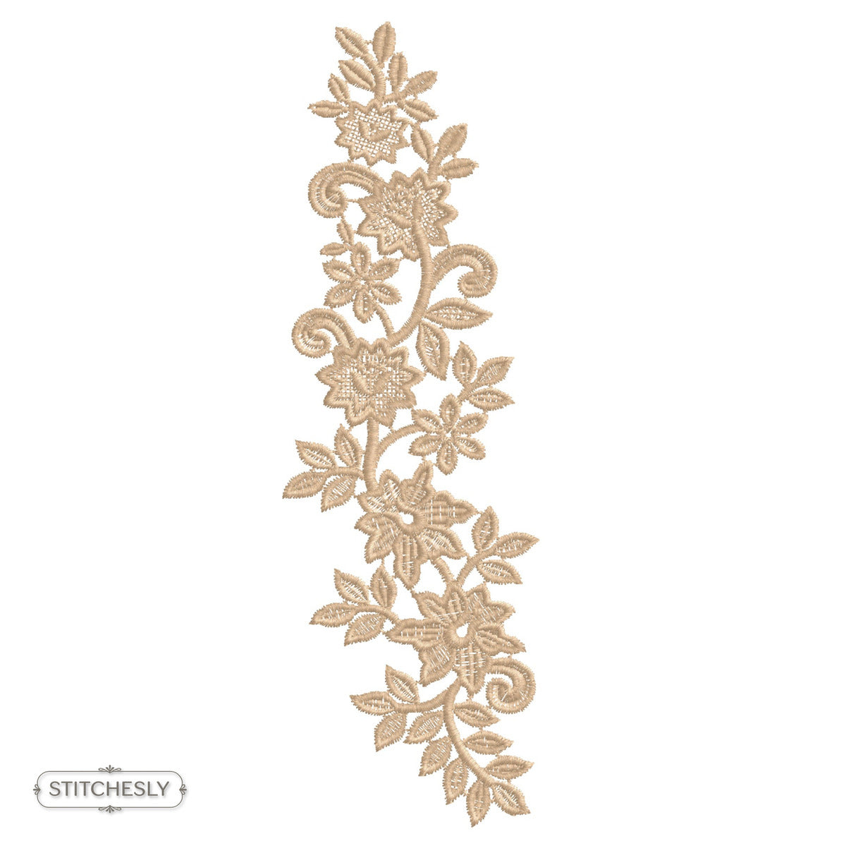 Beige Garden Floral Border machine embroidery design preview