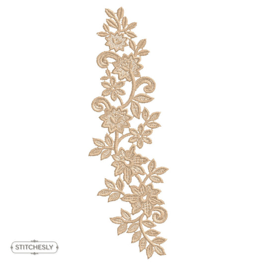 Beige Garden Floral Border machine embroidery design preview
