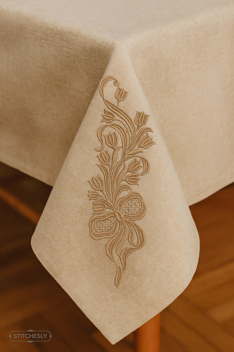 Beige Lace Floral Border machine embroidery design preview